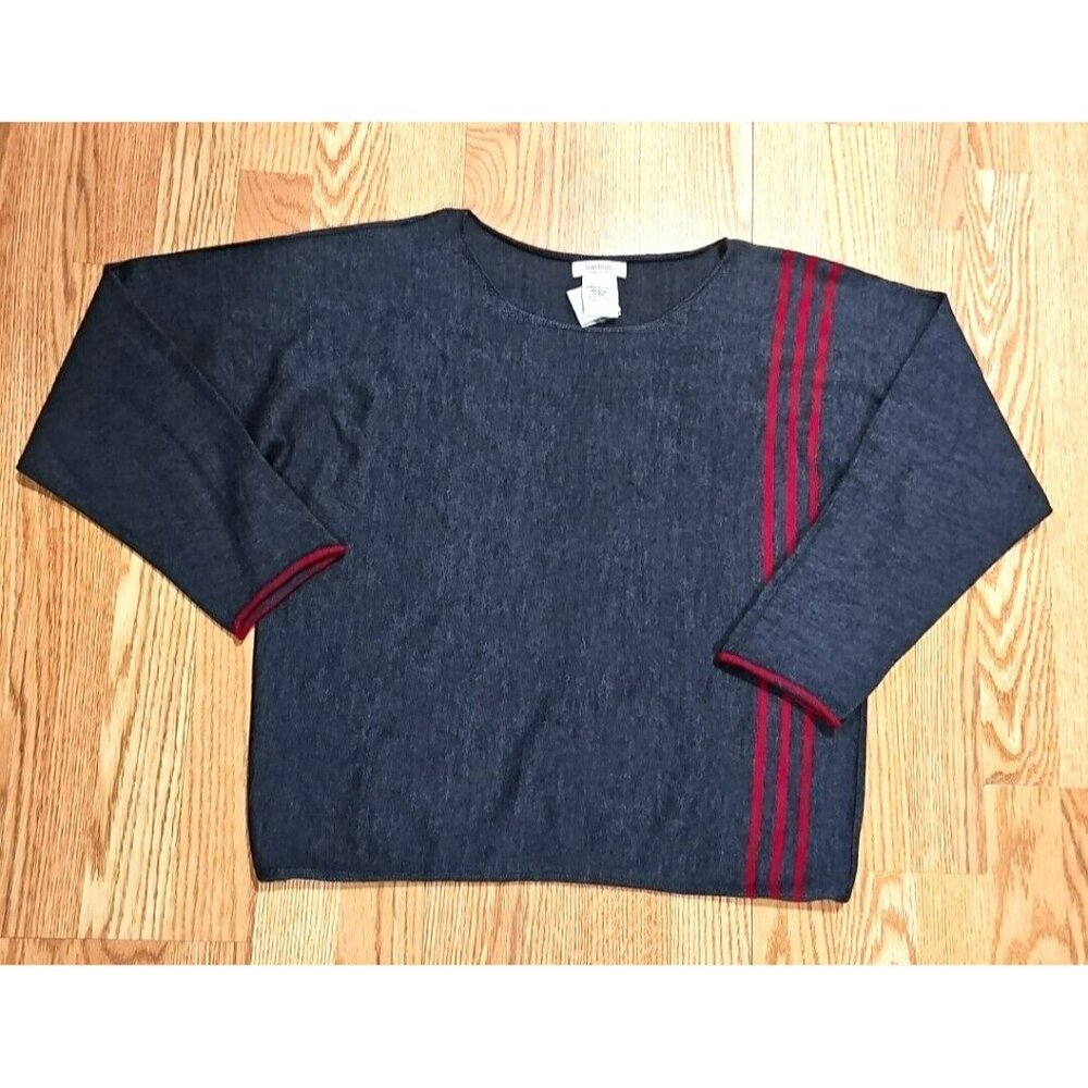 Bartolini Sweater Women Large Gray Red Italian Wool Warm Cozy Quiet Luxury